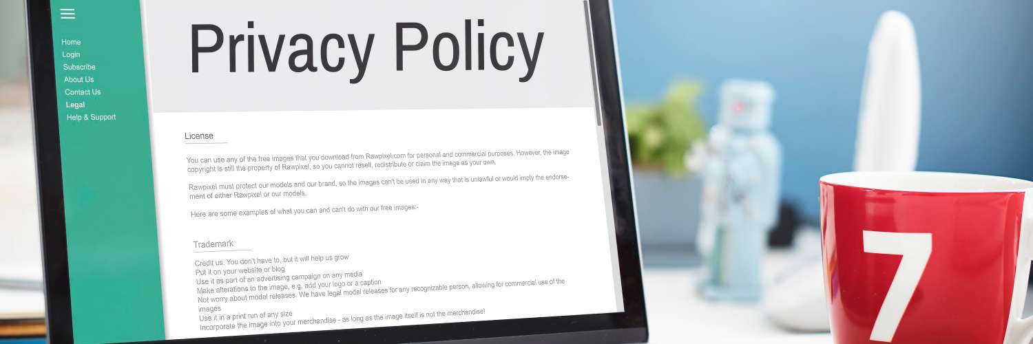 笔记本电脑屏幕，上面显示“隐私政策”的英文-Privacy Policy